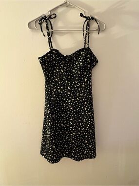 Black Floral Tie-Shoulder Sundress